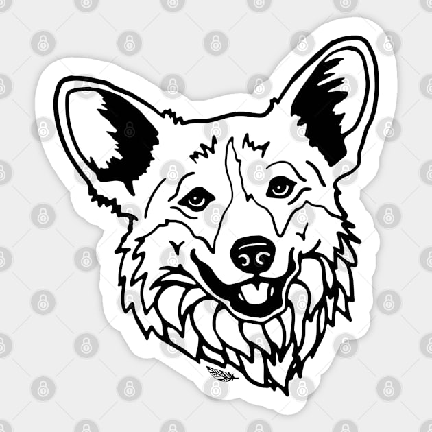 Corgi Head Portrait Sticker by FreeSpiritMeg